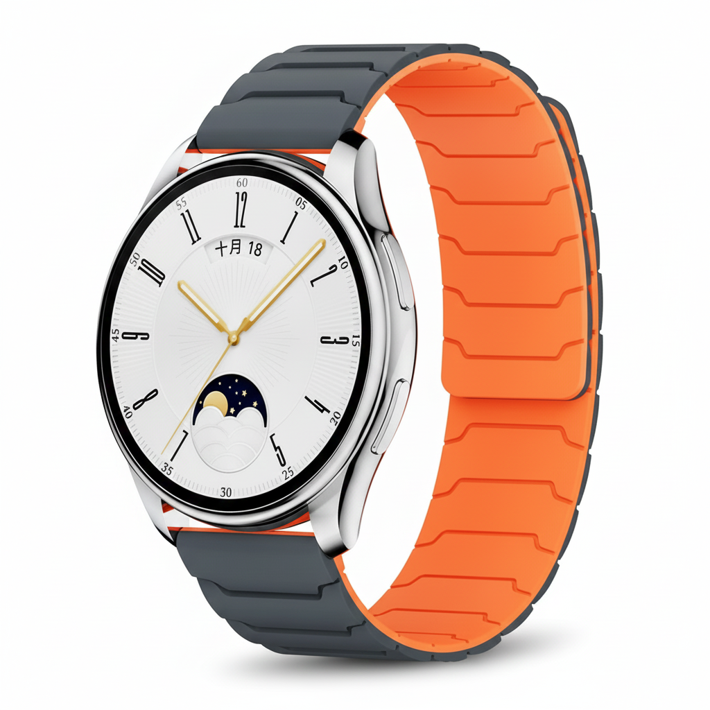 Bandico Premium Magnetic Silicone Link Strap - 22mm MAGLOCK Series