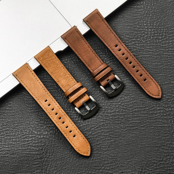 Bandico Premium Leather Link Strap - 22mm Quick-Release