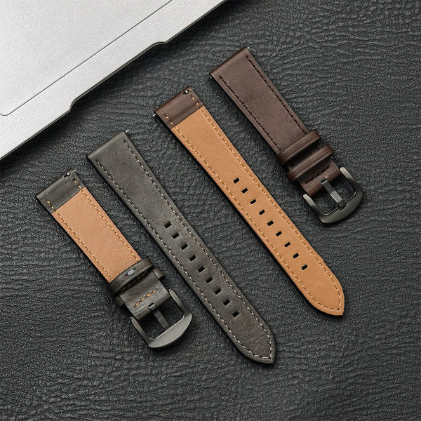 Bandico Premium Leather Link Strap - 22mm Quick-Release